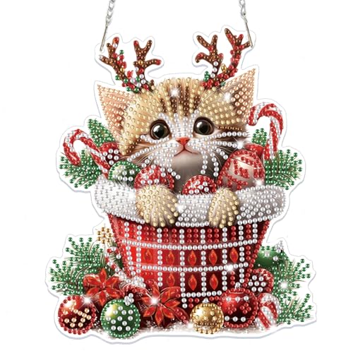 Lxmsja Weihnachten Diamond Painting Anhänger, 5D Diamond Painting Fensterbilder Katze für Erwachsene Kinder, Weihnachtsgeschenke Bastelset Kreativ Set Ornament Tür Fenster Wand Decor Lxmsja Weihnachten Diamond Painting Anhänger, 5D Diamond Painting Fensterbilder Katze für Erwachsene Kinder, Weihnachtsgeschenke Bastelset Kreativ Set Ornament Tür Fenster Wand Decor von Lxmsja