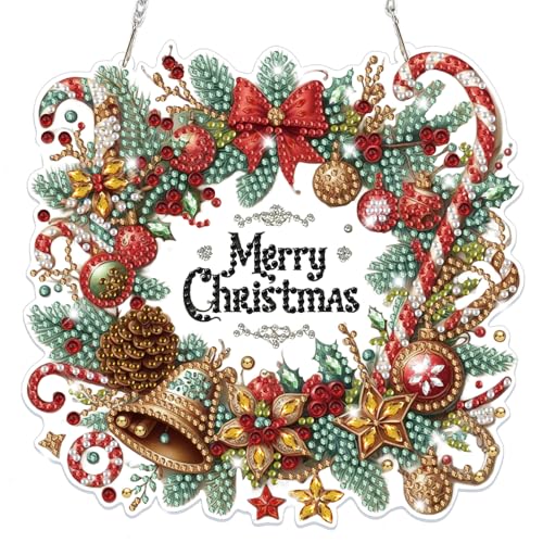 Lxmsja Weihnachtskranz Diamond Painting Anhänger, 5D Weihnachten Diamond Painting Fensterbilder für Erwachsene Kinder, Bastelset Kreativ Set, Hängend Ornament Tür Fenster Wand Eingang Decor Lxmsja Weihnachtskranz Diamond Painting Anhänger, 5D Weihnachten Diamond Painting Fensterbilder für Erwachsene Kinder, Bastelset Kreativ Set, Hängend Ornament Tür Fenster Wand Eingang Decor von Lxmsja