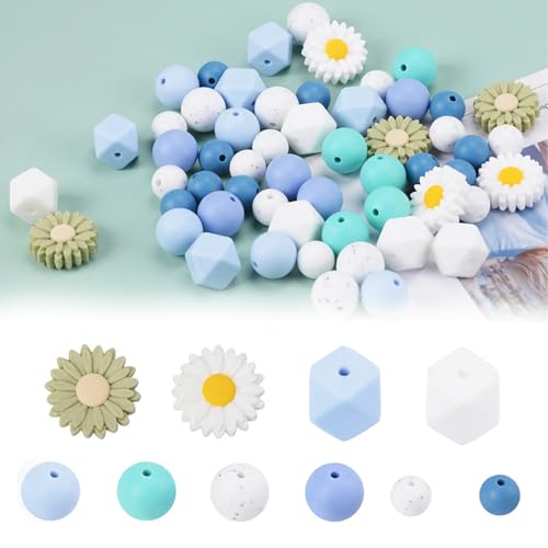 Lxoraziy 56 Stück Silikonperlen Bulk, Daisy Rubber Lose Silikonperlen, Bastelperlen Rund Polygon für Heimwerker Schlüsselanhänger Armbänder Halsketten Schmuckherstellung Lxoraziy 56 Stück Silikonperlen Bulk, Daisy Rubber Lose Silikonperlen, Bastelperlen Rund Polygon für Heimwerker Schlüsselanhänger Armbänder Halsketten Schmuckherstellung von Lxoraziy