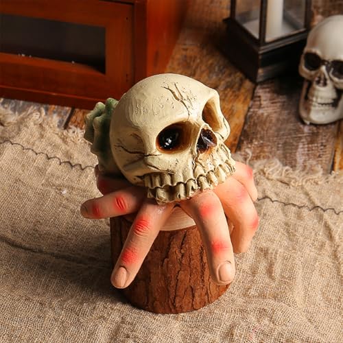 Lxoraziy Skelett Dekoration, Halloween Harz Schädel und Geisterhand Ornament, 8x10x14cm, Realistische Skelett mit Muschelschale, Halloween Party nach Hause Schreibtisch Tischdekoration Lxoraziy Skelett Dekoration, Halloween Harz Schädel und Geisterhand Ornament, 8x10x14cm, Realistische Skelett mit Muschelschale, Halloween Party nach Hause Schreibtisch Tischdekoration von Lxoraziy