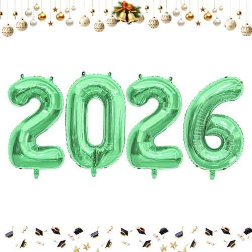 101,6 cm große Luftballons für 2026, olivgrüne Folienballons für 2026 Silvester, Festival, Feier oder Geburtstagsparty, Dekoration, Silvesterballon 2026, Silvesterballon von Lxzyu
