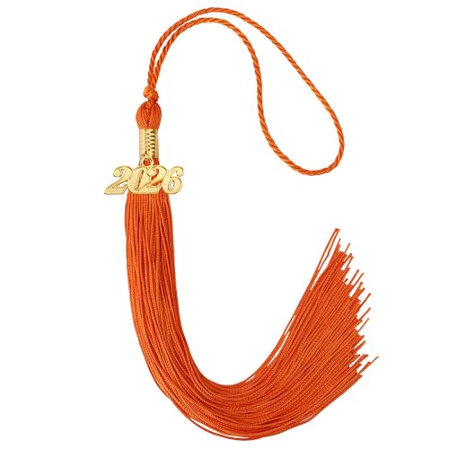 2026 Quaste Graduierung, Quasten für Abschluss Kappe 2026, Orange Quaste Kappe Dekorationen mit Gold Charms Memorial Cords Graduate Hut Zeremonien Zubehör für Klasse Schulabschluss Souvenir Geschenke von Lxzyu