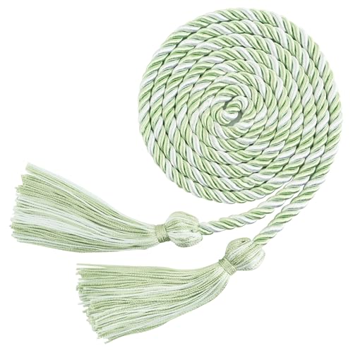 Abschlusskordel, Ehrenkordel, Abschluss 2025, Schnur für Abschlussfeier 2025, mit Quasten, für Studenten, Junggesellenkleid, Master, Doktorand, 170,2 cm lang, Salbeigrün und Weiß von Lxzyu