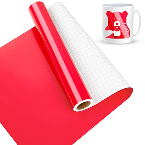 Lya Vinyl Glänzend Rot Vinylfolie Plotter, Selbstklebend Plotterfolie für Cricut – 30,5 cmx 4,6 m Rot Plotterfolie für Cricut, Silhouette Cameo 4 von Lya Vinyl