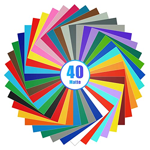 Lya Vinyl 40 Stück mattes, permanentes Vinyl-Bündel für Cricut & Silhouette Cameo 4, Outdoor Cricut Vinyl für Partydekoration, Aufkleber, Bastelschneider (matte Farbe, 40 Stück) von Lya Vinyl