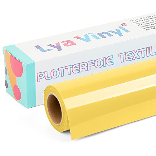 Lya Vinyl Plotterfolie Textil, 30,5 × 305cm Gelb Flexfolie Plotter Textil für Cricut und Silhouette Cameo, Textilfolie Plotter für DIY Stoff und Shirt von Lya Vinyl