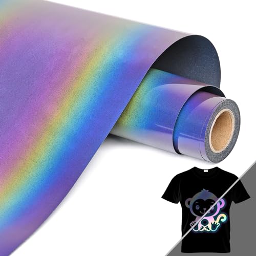 Lya Vinyl Holographic Plotterfolie Textil, Reflektierend Regenbogen Flexfolie Plotter Textil für Cricut, Silhouette Cameo, Textilfolie Plotter für DIY T-Shirt, Stoff von Lya Vinyl