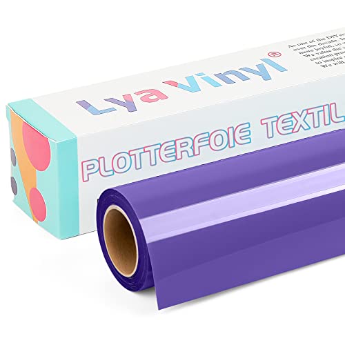 Lya Vinyl Plotterfolie Textil, 30,5 × 305cm Lila Flexfolie Plotter Textil für Cricut und Silhouette Cameo, Textilfolie Plotter für DIY Stoff und Shirt von Lya Vinyl