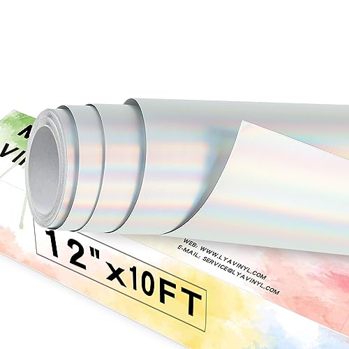 Lya Vinyl Matte Holografisch Vinylfolie Plotter 30,5 cm x 304,8 cm Plotterfolie Selbstklebend Chrom Vinyl Rollen für Cricut, Silhouette Cameo für Tasse, Fenster, Kunststoff von Lya Vinyl