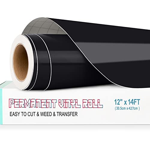 Lya Vinyl Permanentes Vinyl für Cricut, 30,5 cm x 4,6 m, glänzend, schwarz, selbstklebende Vinylfolie für Cricut, Silhouette Cameo, Vinyl-Rolle für Deko und andere DIY-Projekte von Lya Vinyl