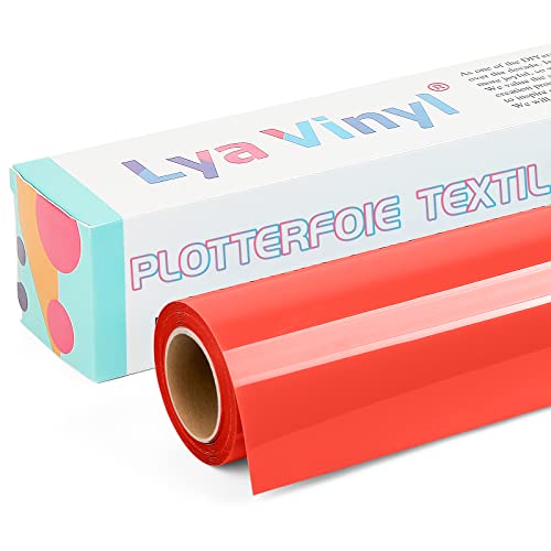 Lya Vinyl Plotterfolie Textil, 30,5 × 305cm Rot Flexfolie Plotter Textil für Cricut und Silhouette Cameo, Textilfolie Plotter für DIY Stoff und Shirt von Lya Vinyl