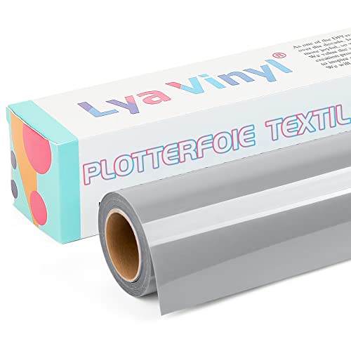 Lya Vinyl Plotterfolie Textil, 30,5 × 305cm Silber Flexfolie Plotter Textil für Cricut und Silhouette Cameo, Textilfolie Plotter für DIY Stoff und Shirt von Lya Vinyl