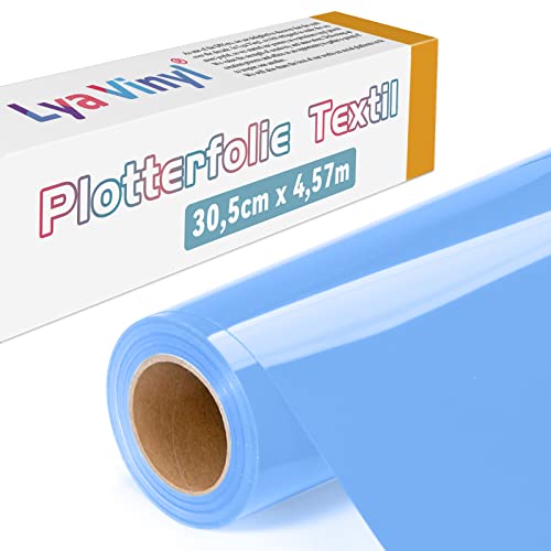 Lya Vinyl Plotterfolie Textil, 30,5 × 457,5cm Himmel Blau Flexfolie Plotter Textil für Cricut und Silhouette Cameo, Textilfolie Plotter für DIY Stoff und Shirt Lya Vinyl Plotterfolie Textil, 30,5 × 457,5cm Himmel Blau Flexfolie Plotter Textil für Cricut und Silhouette Cameo, Textilfolie Plotter für DIY Stoff und Shirt von Lya Vinyl