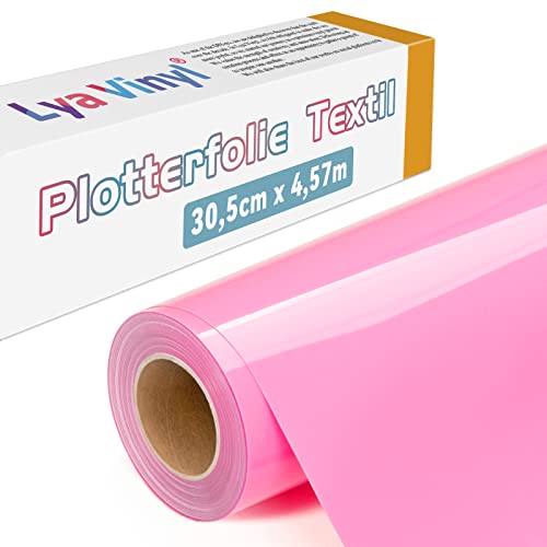 Lya Vinyl Plotterfolie Textil, 30,5 × 457,5cm Rosa Flexfolie Plotter Textil für Cricut und Silhouette Cameo, Textilfolie Plotter für DIY Stoff und Shirt von Lya Vinyl