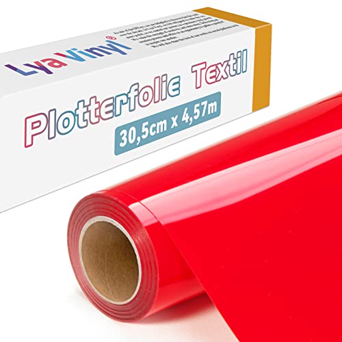 Lya Vinyl Plotterfolie Textil, 30,5 × 457,5cm Rot Flexfolie Plotter Textil für Cricut und Silhouette Cameo, Textilfolie Plotter für DIY Stoff und Shirt Lya Vinyl Plotterfolie Textil, 30,5 × 457,5cm Rot Flexfolie Plotter Textil für Cricut und Silhouette Cameo, Textilfolie Plotter für DIY Stoff und Shirt von Lya Vinyl