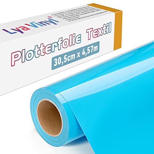 Lya Vinyl Plotterfolie Textil, 30,5 × 457,5cm See Blau Flexfolie Plotter Textil für Cricut und Silhouette Cameo, Textilfolie Plotter für DIY Stoff und Shirt Lya Vinyl Plotterfolie Textil, 30,5 × 457,5cm See Blau Flexfolie Plotter Textil für Cricut und Silhouette Cameo, Textilfolie Plotter für DIY Stoff und Shirt von Lya Vinyl