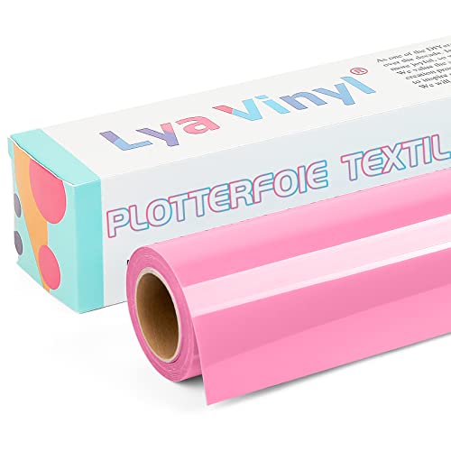 Lya Vinyl Plotterfolie Textil, 30,5 × 305cm Rosa Flexfolie Plotter Textil für Cricut und Silhouette Cameo, Textilfolie Plotter für DIY Stoff und Shirt von Lya Vinyl