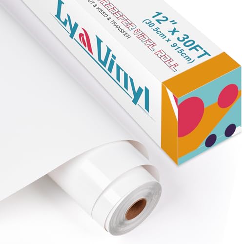 Lya Vinyl-Wärmetransfer-Vinyl, 30,5 x 9,1 m, weiße Vinyl-Rolle zum Aufbügeln für Cricut, Silhouette Cameo, Premium-HTV für selbstgemachte Kleidung, Taschen, Schuhe und andere Texti Lya Vinyl-Wärmetransfer-Vinyl, 30,5 x 9,1 m, weiße Vinyl-Rolle zum Aufbügeln für Cricut, Silhouette Cameo, Premium-HTV für selbstgemachte Kleidung, Taschen, Schuhe und andere Texti von Lya Vinyl