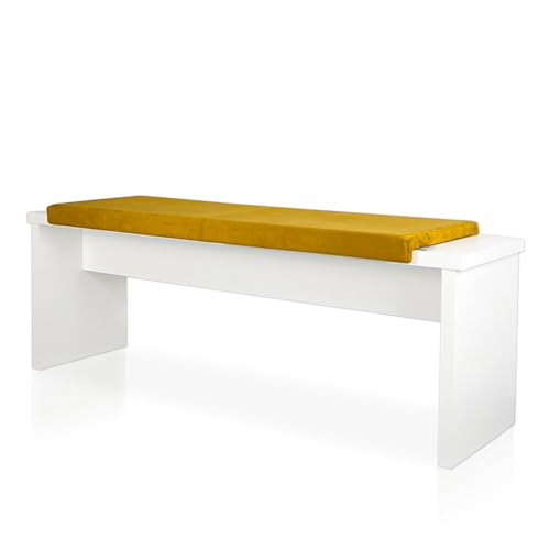 Lycce Bankauflage L Klemmkissen Fresh 1 Leiste, 2-Sitzer Sitzkissen Samtstoff senf, Banktiefe ab 35 cm, 2-Sitzer von Lycce