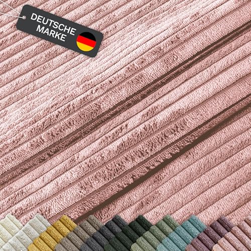 Lycce Cordstoff Meterware | 35.000 Scheuertouren | 1 lfm x 1,40 m breiter Polsterstoff für Möbel, Kissenbezüge und andere DIY Projekte | 360 g/m² | versch. Farben (powderrosa) von Lycce