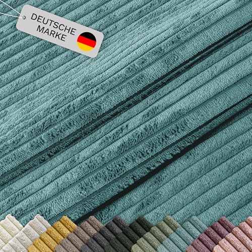 Lycce Cordstoff Meterware | 35.000 Scheuertouren | Tierfreundlich & kratzresistent | 1 lfm x 1,40 m breiter Polsterstoff für Möbel, Kissenbezüge und andere DIY Projekte | 360 g/m² | türkis von Lycce