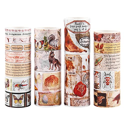 Lychii 18 Rollen Washi Tape Set, Vintage Dekorative Masking Tape DIY Papier Klebebänder für Art & Crafts, Karten, Briefumschläge, Kalender, Pakete und Tagebücher von Lychii