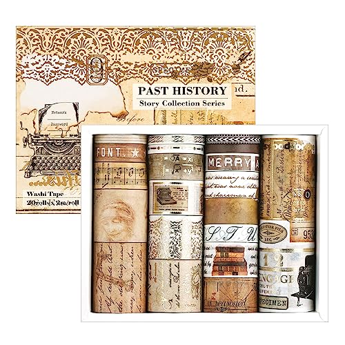 Lychii 20 Rollen Washi Tape Set, Vintage Breite Dekoratives Klebeband, Kollektion für Bastler, verschönert Journals, Planer, Karten und Scrapbooking Lychii 20 Rollen Washi Tape Set, Vintage Breite Dekoratives Klebeband, Kollektion für Bastler, verschönert Journals, Planer, Karten und Scrapbooking von Lychii