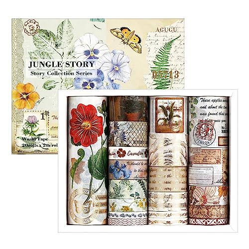 Lychii 20 Rollen Washi Tape Set, Vintage Breite Dekoratives Klebeband, Kollektion für Bastler, verschönert Journals, Planer, Karten und Scrapbooking Lychii 20 Rollen Washi Tape Set, Vintage Breite Dekoratives Klebeband, Kollektion für Bastler, verschönert Journals, Planer, Karten und Scrapbooking von Lychii