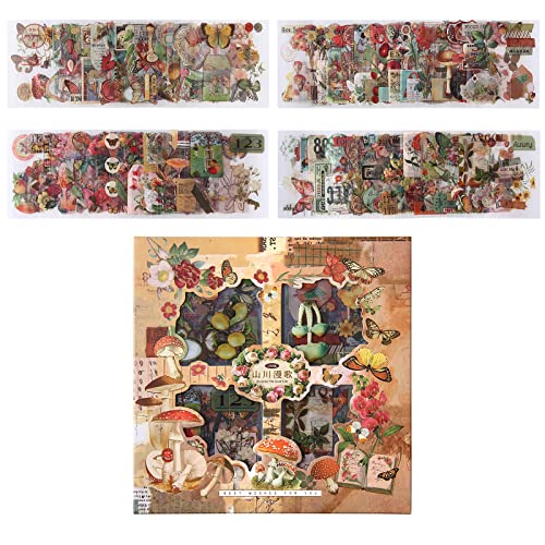 Lychii 500 Stück (100 Blatt) Blumen Aufkleber, selbstklebende Vintage Pflanzen Sticker für Scrapbook, Notizbuch, Journal, Kalender, planer von Lychii