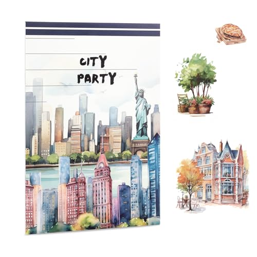 Lychii Aquarell-Stadtlandschafts-Sticker, 150 Wassermalerei-Motive Aus Washi-Sticker & PET für Scrapbooking Zubehör, Journaling von Lychii