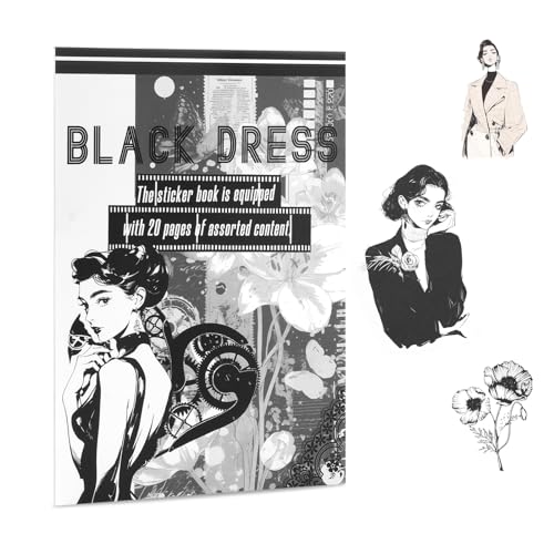 Lychii Elegantes schwarzweißes Stickerbuch | 194 vorgestanzte Aufkleber für Journaling, Planer und Kunsthandwerk | Vintage Scrapbooking-Zubehör von Lychii
