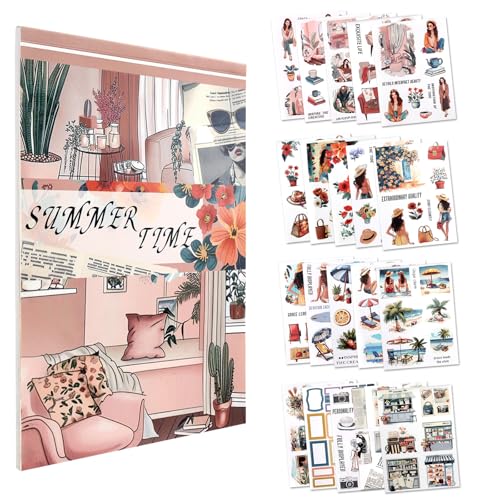 Lychii Sommer-Urlaubssticker für Frauen, A5-Stickerbuch aus PET & Papier mit 203 Motiven Für Reisetagebuch, Planer, Scrapbooking & Themenalben von Lychii