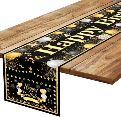 Tischläufer Geburtstag Deko Geburtstagsdeko: Tischdeko für Männer, Frauen & Kinder Happy Birthday Tischdecke für Mädchen, Jungen & Erwachsene Geburtstag Party 180x35cm von Lycosidae