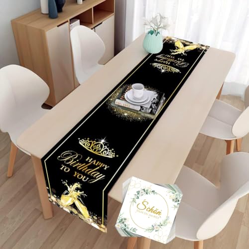 Tischläufer Geburtstag Deko Geburtstagsdeko: Tischdeko für Männer - Frauen & Kinder – Happy Birthday Tischdecke für Mädchen - Jungen & Erwachsene Geburtstag Party 183x35cm von Lycosidae