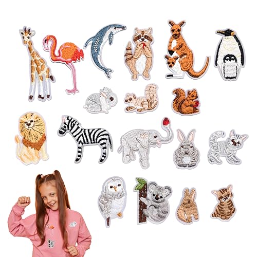 18 Stück Patches Zum Aufbügeln, Tier Patches Zum Aufbügeln, Flicken Zum AufbüGeln Kinder, Bügelbilder Zum Reparieren Für Hosen, Jeans Hemden Kleidung RucksäCke Diy-Zubehör von Lyivisk