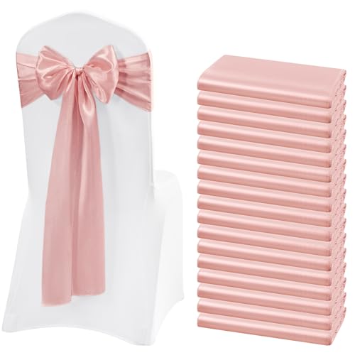 Lykoow Satin-Stuhlschärpen, Rotgold, Satin, Stuhlschärpen, Stuhlschärpen, dekorativ für Hochzeit, Empfang, Party, Hotel, Zuhause, Küche, Dekoration (Roségold), 60 Stück von Lykoow