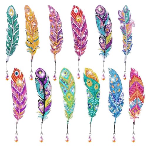 Diamond Painting Federn Lesezeichen Kinder - 12 Stück Lesezeichen Diamond Painting Set Diamant Painting Bookmark Kindergeburtstag Basteln für Jungen Mädchen und Erwachsene Diamond Painting Federn Lesezeichen Kinder - 12 Stück Lesezeichen Diamond Painting Set Diamant Painting Bookmark Kindergeburtstag Basteln für Jungen Mädchen und Erwachsene von Lymshine