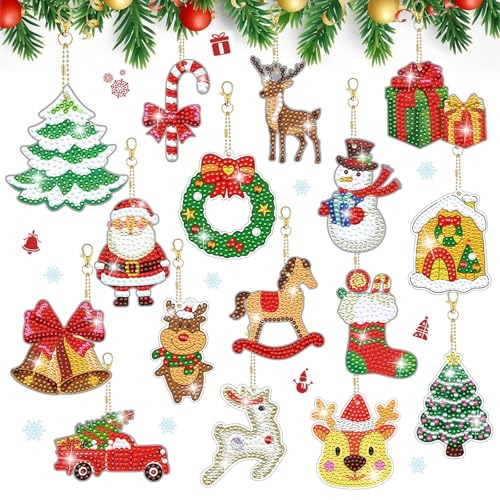Lymshine Diamond Painting Weihnachten Anhänger, 16 Stück Diamond Painting Schlüsselanhänger Weihnachten Beidseitig, 5D DIY Schlüsselanhänger Set für Weihnachtsdeko Weihnachtsbaum Fenster Lymshine Diamond Painting Weihnachten Anhänger, 16 Stück Diamond Painting Schlüsselanhänger Weihnachten Beidseitig, 5D DIY Schlüsselanhänger Set für Weihnachtsdeko Weihnachtsbaum Fenster von Lymshine