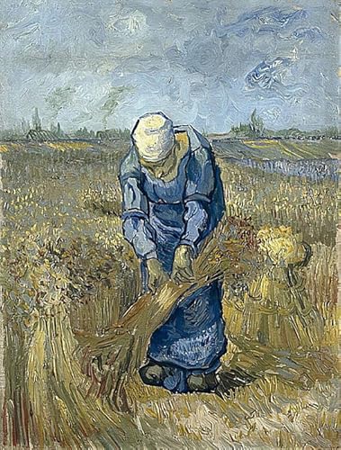Bilder kunst leinwand Kunstdruck Leinwandbild Ölgemälde Bäuerin beim Binden von Garben von Vincent Van Gogh für Wanddekoration 60x90cm von LynSet
