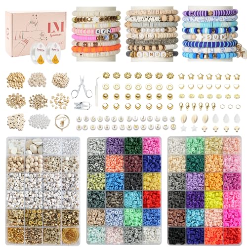Perlen für Armbänder - 15000 Stück Clay Perlen zum Auffädeln mit Zubehör und Buchstabenperlen für einzigartige DIY Schmuckkreationen Perlen für Armbänder - 15000 Stück Clay Perlen zum Auffädeln mit Zubehör und Buchstabenperlen für einzigartige DIY Schmuckkreationen von Lynnmos