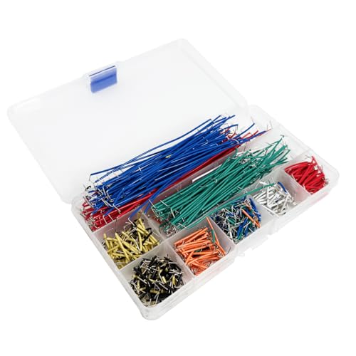 840 Stück Breadboard Jumper Wire Set, Elektronik Steckbrett Steckbrücken Drahtbrücken Set, 14 Verschiedene Längen von 2mm bis 125mm, Hochleitfähiges Kupfermaterial, Inklusive Kunststoff Sortierbox für von Lynqvor