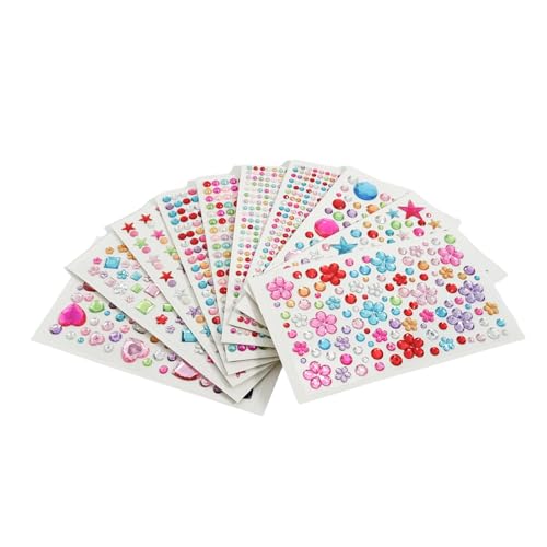 Glitzersteine Selbstklebend, 2150 Stück Bunt Strasssteine Gesicht, 3-14mm Bunte Strasssteine zum Basteln, Ideal für Kinderhandwerk, Fotorahmen und Grußkarten von Lynqvor