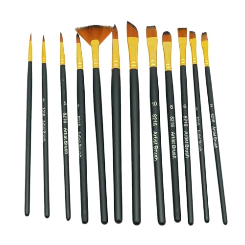 Pinsel Set, 12 Stück Aquarellpinsel Künstlerpinsel Schwarz Acryl Feine Pinsel Borstenpinsel Pinselset, Ergonomischer Griff, Hochwertige Nylonborsten, Ideal für Anfänger und Fortgeschrittene Künstler Pinsel Set, 12 Stück Aquarellpinsel Künstlerpinsel Schwarz Acryl Feine Pinsel Borstenpinsel Pinselset, Ergonomischer Griff, Hochwertige Nylonborsten, Ideal für Anfänger und Fortgeschrittene Künstler von Lynqvor