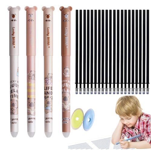 Set of 4 Erasable Gel Pens with 20 Replacement Refills,lustige gel stifte mit tiere-motiv kugelschreiber set,radierbare gelstifte,Cute Cartoon Design with Eraser,0.5 mm Tip - School Supplies -A-Black Set of 4 Erasable Gel Pens with 20 Replacement Refills,lustige gel stifte mit tiere-motiv kugelschreiber set,radierbare gelstifte,Cute Cartoon Design with Eraser,0.5 mm Tip - School Supplies -A-Black von Lyoveu
