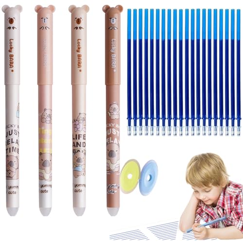 Set of 4 Erasable Gel Pens with 20 Replacement Refills,lustige gel stifte mit tiere-motiv kugelschreiber set,radierbare gelstifte,Cute Cartoon Design with Eraser,0.5 mm Tip - School Supplies -A-Blue Set of 4 Erasable Gel Pens with 20 Replacement Refills,lustige gel stifte mit tiere-motiv kugelschreiber set,radierbare gelstifte,Cute Cartoon Design with Eraser,0.5 mm Tip - School Supplies -A-Blue von Lyoveu