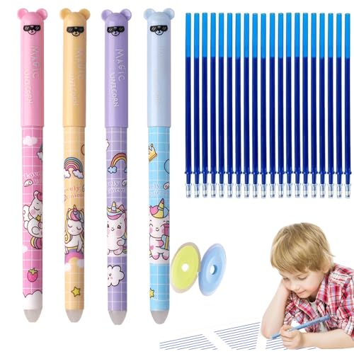 Set of 4 Erasable Gel Pens with 20 Replacement Refills,lustige gel stifte mit tiere-motiv kugelschreiber set,radierbare gelstifte,Cute Cartoon Design with Eraser,0.5 mm Tip - School Supplies -C-Blue Set of 4 Erasable Gel Pens with 20 Replacement Refills,lustige gel stifte mit tiere-motiv kugelschreiber set,radierbare gelstifte,Cute Cartoon Design with Eraser,0.5 mm Tip - School Supplies -C-Blue von Lyoveu
