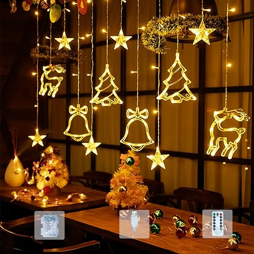 Lypumso LED Lichtervorhang, 3.5M Weihnachtsbeleuchtung Fenster Innen Außen, 120LEDs Lichterkette Vorhang mit Timer, 8 Modi USB/Batterie IP44, Ideal für Weihnachtsdeko, Party, Balkon, Garten-Warmweiß Lypumso LED Lichtervorhang, 3.5M Weihnachtsbeleuchtung Fenster Innen Außen, 120LEDs Lichterkette Vorhang mit Timer, 8 Modi USB/Batterie IP44, Ideal für Weihnachtsdeko, Party, Balkon, Garten-Warmweiß von Lypumso