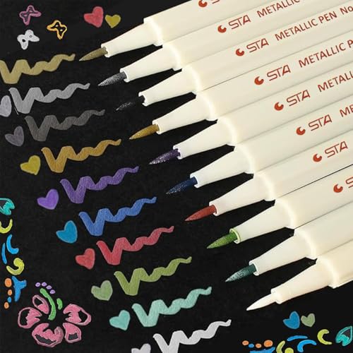 Lypumso Metallic Marker Stifte Set, 10 Farben Metallic Brush Stifte 1–2mm für Fotoalbum zum Selbstgestalten, Hochzeitsalben, DIY Scrapbook, Metallischen Stift zum Bemalen Keramik, Glas, Steine, Holz Lypumso Metallic Marker Stifte Set, 10 Farben Metallic Brush Stifte 1–2mm für Fotoalbum zum Selbstgestalten, Hochzeitsalben, DIY Scrapbook, Metallischen Stift zum Bemalen Keramik, Glas, Steine, Holz von Lypumso
