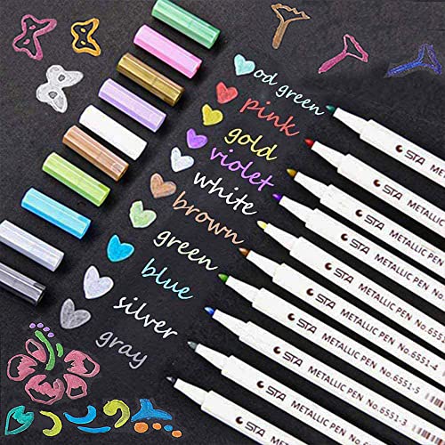 Lypumso Metallic Marker Stifte, 10 Farben Metallic Stifte, Metallischen Stift set für Fotoalbum, Gästebuch Hochzeit, DIY Scrapbook, Bemalen Keramik Glas Holz Stein, Weihnachten Halloween Oster Basteln von Lypumso