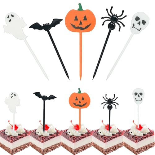 50 Stück Kunststoff-Halloween-Spieße, Halloween-Cupcake-Topper 50 Stück Kunststoff-Halloween-Spieße, Halloween-Cupcake-Topper von Lyqaq